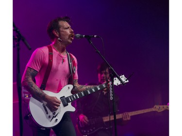 Eagles of Death Metal -Jesse Hughes, lead singer of the band thrills fans at the P.N.E. Forum in Vancouver on April 26, 2016.