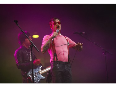 Eagles of Death Metal -Jesse Hughes, lead singer of the band thrills fans at the P.N.E. Forum in Vancouver on April 26, 2016.