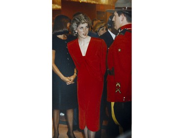 Princess Dianna stops to chat with a Mountie inside of the Pan Pacific Hotel during the opening festivities of Expo 86 in Vancouver,  B.C. on  May 1,  1986.