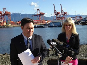 NDP MP Don Davies, her at the Port of Vancouver with Sheryl Fink of the international Fund for Animal Welfare, was one of the Metro Vancouver NDP MPs who lost their bid to have Tom Mulcair step aside immediately as federal NDP leader.