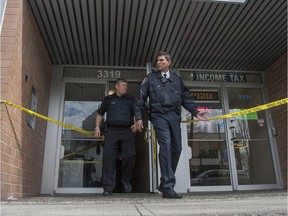 Vancouver police were on the scene of a fatal stabbing at a residence on Kingsway on April 14, 2014.