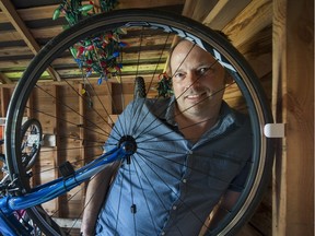 Jon Winebrenner's Clug bike clips allow different ways to store bikes in small spaces.
