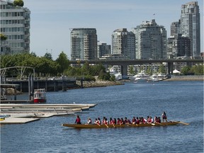 Vancouver, BC: April 30, 2016 --   The False Creek Paddling Centre on False Creek in Vancouver, BC Saturday, April 30, 2016.