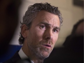Vancouver Canucks president of hockey operations Trevor Linden talks to reporters at Rogers Arena on Tuesday, as the club brought down the curtain on another National Hockey League season.