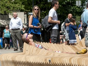 The 2014 version of closing the 800-block of Robson Street featured The Wave, a art installation that doubled as a bench.