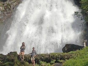 Chatterbox Falls located at the head  of Princess Louisa Inlet plummets 40 meters.