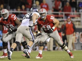 Brett Boyko (No. 69 in red) in action during his NCAA days with the University of Las Vegas Rebels.