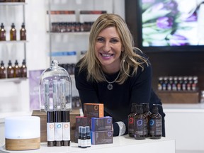 Burnaby, BC: April 22, 2016 -- Jacqui MacNeill is the CEO and founder of Escents aromatherapy. MacNeill is pictured at one of her locations at Metrotown in Burnaby, BC Friday, April 22, 2016.