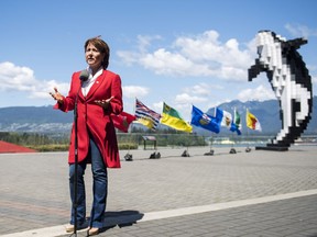 British Columbia Premier Christy Clark met with media during the Western Premiers' Conference in Vancouver on Thursday.