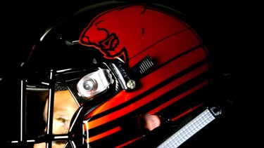Detail of the new B.C. Lions helmet for home games at B.C. Place Stadium in 2016, as part of a league-wide revamp of team uniforms revealed on Thursday.