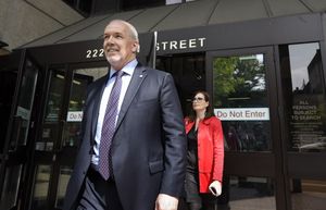  John Horgan leaves court before speaking  to media outside of the Provincial court on  Brian Bonney's charges with breach of trust by a public officer in 'quick wins' ethnic outreach.