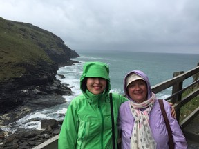 Shari Gaerber and Loraine Whysall at Tintagel Castle.