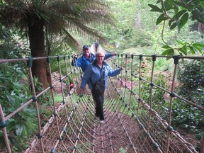 Ed and Diana Langford on Burma Rope Bridge at Heligan