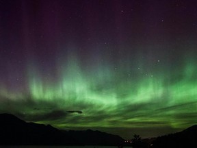 Still from timelapse video of Northern Lights above squamish.