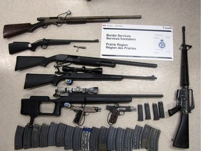 Eight firearms were seized from an Alaska-bound traveller at the North Portal, Sask., border crossing on Aug. 22, 2015.