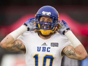 Taylor Loffler, the impressive safety of the Vanier Cup champion UBC Thunderbirds, has been invited to the New York Giants’ rookie camp. The B.C. Lions also like the looks of the 6-3, 215-pound athlete. (PNG Merlin Archive)