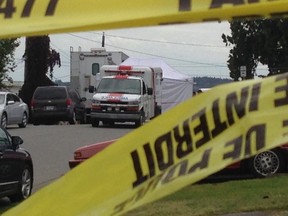 Police tape block off White Rock street where police found drug lab