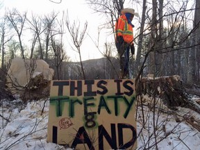 Protesters are defying an eviction notice from BC Hydro as the Crown utility presses ahead with land clearing around the Site C hydroelectric project along the Peace River in northeastern British Columbia.THE CANADIAN PRESS/HO-Verena Hoffmann