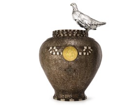 A metal vase with a mysterious past and a connection to the mining wealth of B.C. is being exhibited for the first time the province’s history at the Audain Art Museum in Whistler.