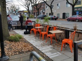Streatery parklet at Tin Umbrella Coffee Roasters in Hillman City, Seattle.