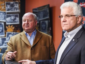 ‘We need to … put the media in the best position to speak to some of this, intelligently and with facts … to throw out some kudos,’ B.C. Lions president Dennis Skulsky (above left, with GM-coach Wally Buono), says of the CFL’s PR problem. ‘It's typical Canada. We don't like to do that. We don't boast about ourselves.’