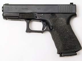 File photo of a Glock handgun. Last summer the teen, who cannot be identified due to a publication ban, was convicted of two counts of attempted murder and one count of possession of a loaded firearm.