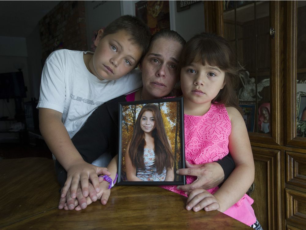 Angela Ramos flanked by her son Juan Ramos, 11, and daughter Melia Ramos-Fincaryk, 7, at their home in Cloverdale. Ramos’s daughter Lidia Ramos-Fincaryk died in March, just days before her 16th birthday, after the car she was travelling in veered off Burma Road.