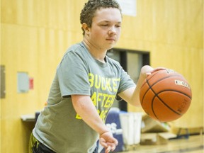 Evan MacNamara, 15 has arthrogryposis, a congenital non-progressive neuromuscular disorder characterized by stiffness and limited range of motion in a person's joints and plays a mean game of basketball.