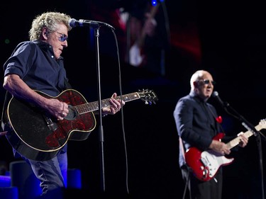 VANCOUVER May 13 2016. L-R. The Who's Roger Daltrey and Pete Townshend perform in concert at Rogers Arena, Vancouver, May 13 2016.