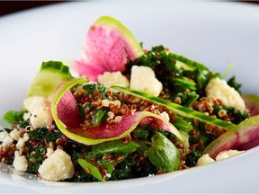 Quinoa, Kale and Spring Vegetable Salad; recipe from the Fairmont Waterfront Hotel.
