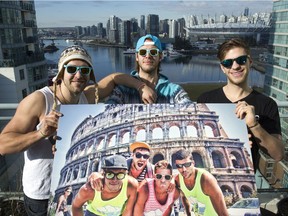 Parker Heuser, 25, Alexey Iyakh, 25, and Ryker Gamble, 26, in Vancouver in 2014.