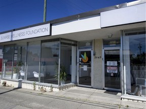 Two marijuana shops located next door to one another have gone to the city's board of appeal over rejected business licence applications. Sunrise Wellness Foundation (left) was successful, while Cannpassion (right) was not.