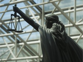 Scales of Justice statue at BC Supreme Court in Vancouver.