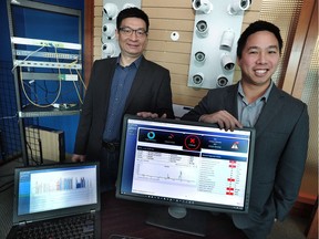 Danny Kam (left) and Pook-Ping Yao of Optigo are moving from a networking core business to a new kind of friendly interface that allows users to see the condition of complex networks that run buildings and industrial enterprises.
