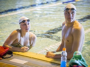 Emily Overholt, left, and Markus Thormeyer train at the University of B.C.