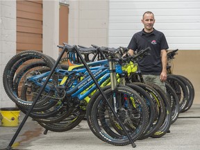 Keith Stark, the B.C. sales rep for Rocky Mountain Bicycles, is in Whistler with 25 of the North Vancouver-based company’s top cross-country, all-mountain, downhill and enduro bikes. Arlen Redekop/PNG