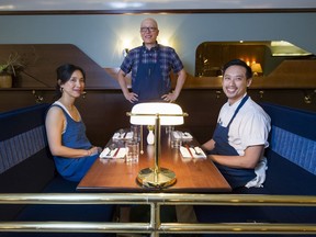 Kissa Tanto owners Tannis Ling, left, Joel Watanabe, centre and Alain Chow, right.