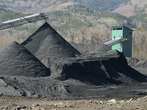 Coal being piled up at a B.C. mine.