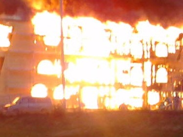 White Rock resident John Kannegiesser took these photos of the early morning blaze  in a condo complex Sunday May 15, 2016.  [PNG Merlin Archive]