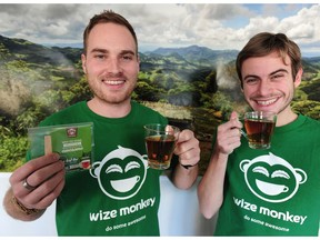 Max Rivest (left) and Arnaud Petitvallet are the co-founders and owners of Wize Monkey. Their business buys coffee bush leaves from coffee growers year-round, creating full-time employment for Nicaraguan workers.