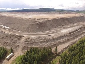 Aerial view of '3 Corner' at Mount Polley Tailings Storage Facility.