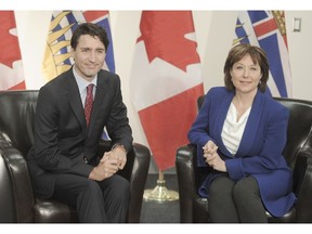 Prime Minister Justin Trudeau with B.C. Premier Christy Clark  at Sky Train Operations and Maintenance Centre, in Burnaby, BC., June 15, 2016.