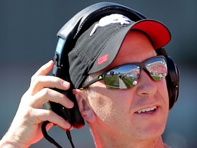 Calgary Stampeders head coach Dave Dickenson during the teams intrasquad mock game at McMahon Stadium in Calgary, Alta.. on Sunday June 5, 2016. Leah hennel/Postmedia