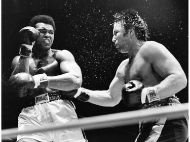 Canadian heavyweight champion George Chuvalo takes on Muhammad Ali in a 12-round bout at Pacific Coliseum in 1972. Ali told Bower that Chuvalo was the toughest challenger he ever fought.