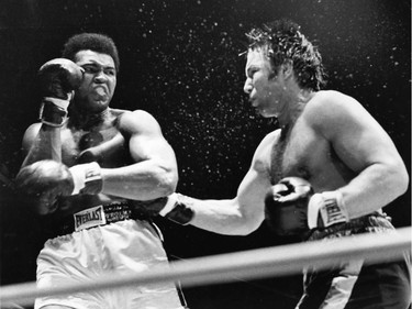 Canadian heavyweight champion George Chuvalo takes on Muhammad Ali in a 12-round bout at Pacific Coliseum in 1972. Ali told Bower that Chuvalo was the toughest challenger he ever fought.