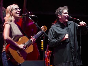 VANCOUVER June 29 2016. Neko Case ( not in photo ), kd lang ( R ) and Laura Veirs ( L ) perform in concert at the Queen Elizabeth Theatre, Vancouver June 29 2016.