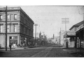 Charles Bailey photo of Cordova at Abbott in Vancouver, circa 1889. Print from the Vancouver Sun archives used to belong to Mrs. A. H. (Alice) Berry, the one-time owner of the Vancouver World.