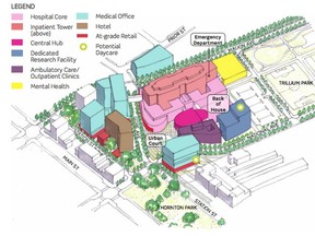 Concept drawing for a brand-new St. Paul's Hospital to be built just north of Vancouver's Pacific Central Train Station.