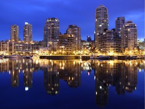 Empty condos along Coal Harbour in downtown Vancouver.