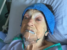 Emily Houston in her hospital bed after she was attacked by a senior with dementia last year. She later died as a result of her injuries.